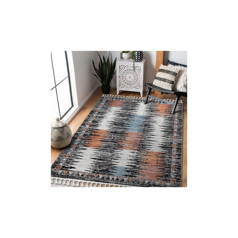 Dywan nowoczesny BELLE BR23A czarny / róż Frędzle 180x270cm Dywan nowoczesny BELLE BR23A czarny / róż Frędzle 180x270cm