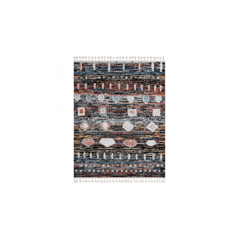 Dywan nowoczesny BELLE BR36A czarny / róż Frędzle 160x220cm Dywan nowoczesny BELLE BR36A czarny / róż Frędzle 160x220cm