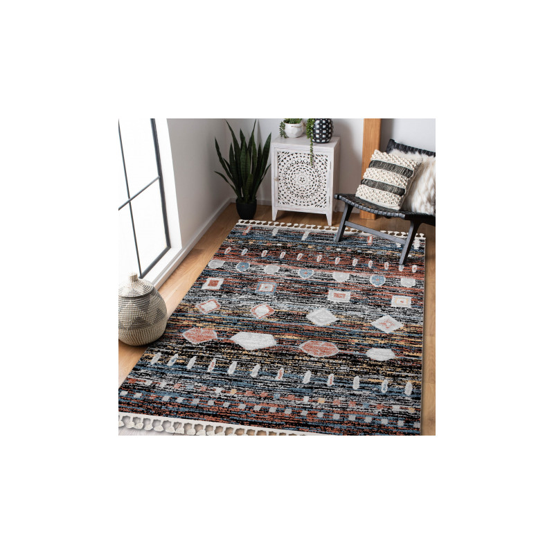 Dywan nowoczesny BELLE BR36A czarny / róż Frędzle 160x220cm Dywan nowoczesny BELLE BR36A czarny / róż Frędzle 160x220cm