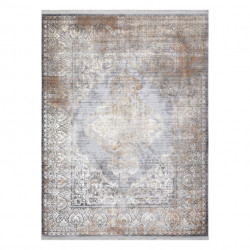 Dywan LUCE 80 nowoczesny Ornament vintage przecierany - Strukturalny szary / musztarda 134x190cm