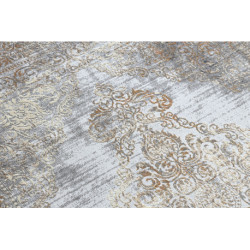 Dywan LUCE 80 nowoczesny Ornament vintage przecierany - Strukturalny szary / musztarda 134x190cm