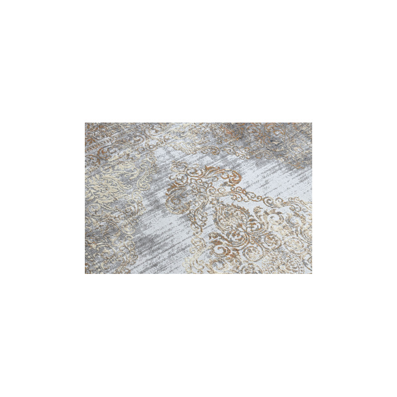 Dywan LUCE 80 nowoczesny Ornament vintage przecierany - Strukturalny szary / musztarda 173x270cm