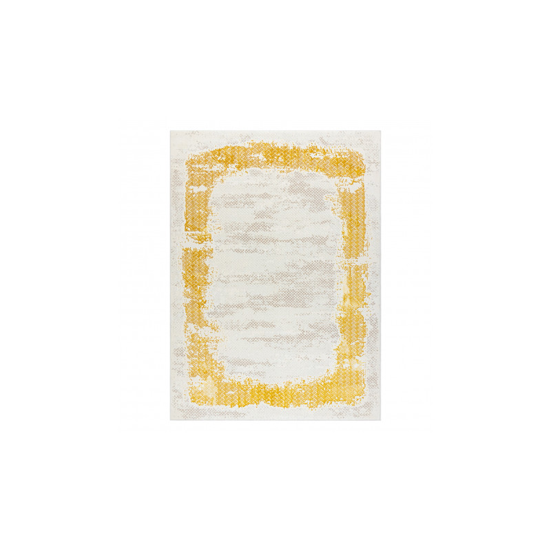 Dywan CORE 004A Ramka, Przecierany - Strukturalny, dwa poziomy runa, kość słoniowa / złoty 120x170cm