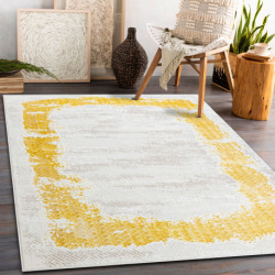 Dywan CORE 004A Ramka, Przecierany - Strukturalny, dwa poziomy runa, kość słoniowa / złoty 200x290cm