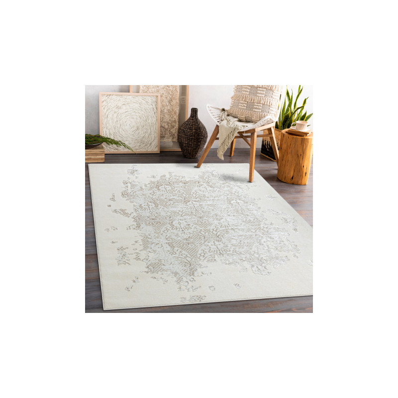 Dywan CORE 3824 Ornament Vintage - Strukturalny, dwa poziomy runa, krem / brązowy 80x150cm