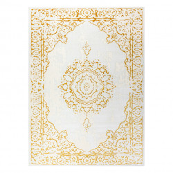 Dywan CORE 6268 Ramka, ornament Przecierany - Strukturalny, dwa poziomy runa, kość słoniowa / złoty 160x220cm