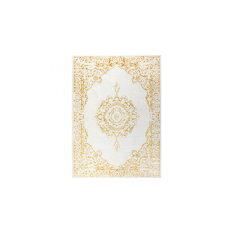 Dywan CORE 6268 Ramka, ornament Przecierany - Strukturalny, dwa poziomy runa, kość słoniowa / złoty 160x220cm
