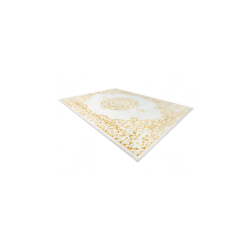 Dywan CORE 6268 Ramka, ornament Przecierany - Strukturalny, dwa poziomy runa, kość słoniowa / złoty 160x220cm