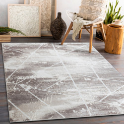 Dywan CORE 1818 Geometryczny - Strukturalny, dwa poziomy runa, kość słoniowa / biały 160x220cm