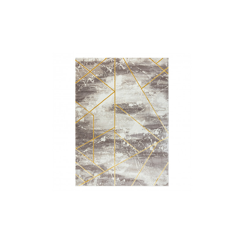 Dywan CORE 1818 Geometryczny - Strukturalny, dwa poziomy runa, kość słoniowa / złoty 240x330cm