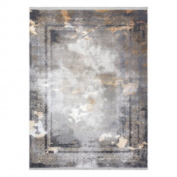 Dywan LUCE 77 nowoczesny Ramka vintage przecierany - Strukturalny szary / musztarda 134x190cm