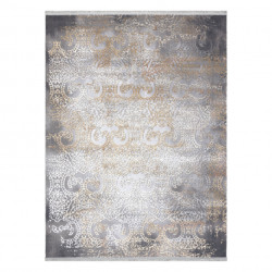 Dywan LUCE 84 nowoczesny Ornament vintage przecierany - Strukturalny szary / musztarda 77x150cm