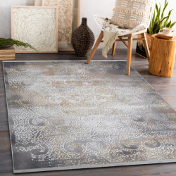 Dywan LUCE 84 nowoczesny Ornament vintage przecierany - Strukturalny szary / musztarda 134x190cm Dywan LUCE 84 nowoczesny Ornament vintage przecierany - Strukturalny szary / musztarda 134x190cm