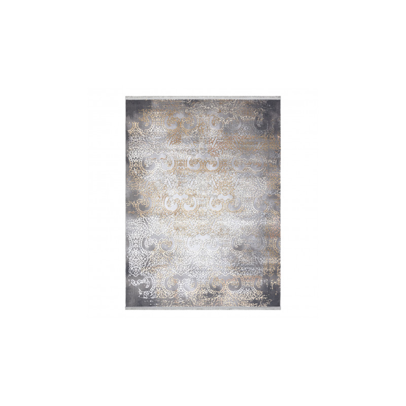 Dywan LUCE 84 nowoczesny Ornament vintage przecierany - Strukturalny szary / musztarda 154x220cm
