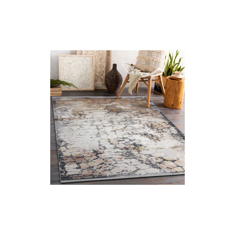 Dywan LUCE 74 nowoczesny Kostka brukowa vintage przecierany - Strukturalny szary / musztarda 115x170cm