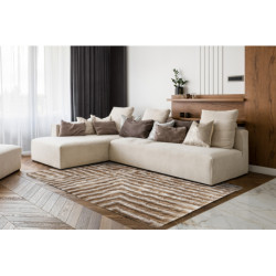 Dywan shaggy FLIM 010-B1 nowoczesny, Labirynt - Strukturalny, beż 80x150cm
