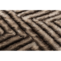 Dywan shaggy FLIM 010-B7 nowoczesny, Labirynt - Strukturalny, brązowy 80x150cm