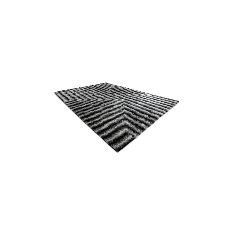 Dywan shaggy FLIM 010-B3 nowoczesny, Labirynt - Strukturalny, czarny / szary 120x160cm