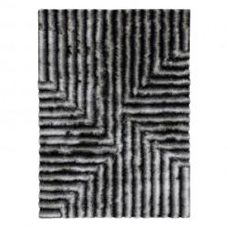 Dywan shaggy FLIM 010-B3 nowoczesny, Labirynt - Strukturalny, czarny / szary 160x220cm