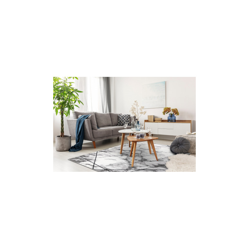 Dywan nowoczesny COZY Lina, geometryczny, marmur - Strukturalny, dwa poziomy runa szary 140x190cm