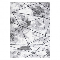 Dywan nowoczesny COZY Polygons, geometryczny, trójkąty - Strukturalny, dwa poziomy runa szary 80x150cm