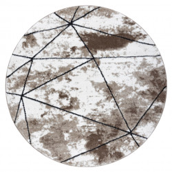 Dywan nowoczesny COZY Polygons Koło, geometryczny, trójkąty - Strukturalny, dwa poziomy runa brązowy koło 120cm