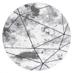 Dywan nowoczesny COZY Polygons Koło, geometryczny, trójkąty - Strukturalny, dwa poziomy runa szary koło 160cm