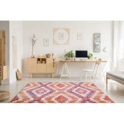 Dywan nowoczesny MUNDO D7951 romby 3D outdoor różowy / beż 120x170cm