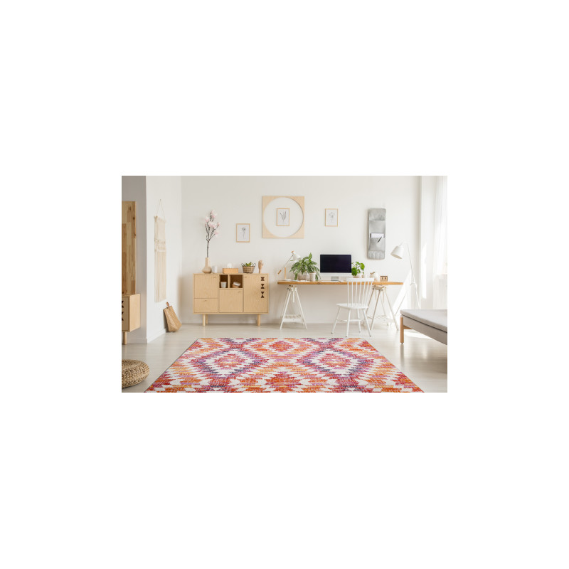 Dywan nowoczesny MUNDO D7951 romby 3D outdoor różowy / beż 200x290cm