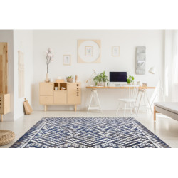 Dywan nowoczesny MUNDO E0561 romby, zygzak 3D outdoor niebieski / beż 80x250cm Dywan nowoczesny MUNDO E0561 romby, zygzak 3D outdoor niebieski / beż 80x250cm
