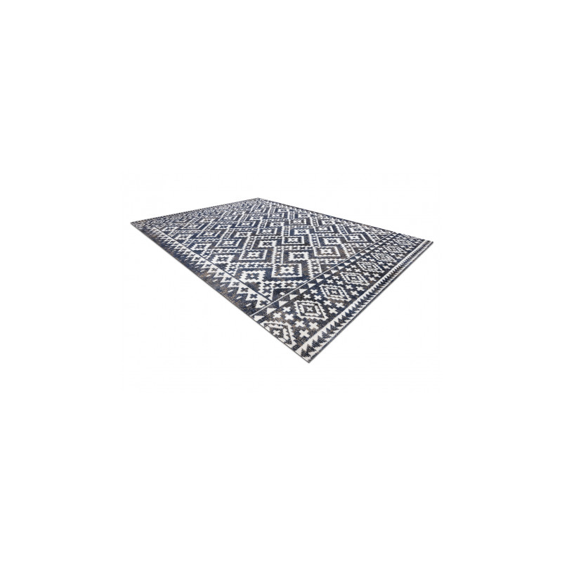 Dywan nowoczesny MUNDO E0561 romby, zygzak 3D outdoor niebieski / beż 140x190cm