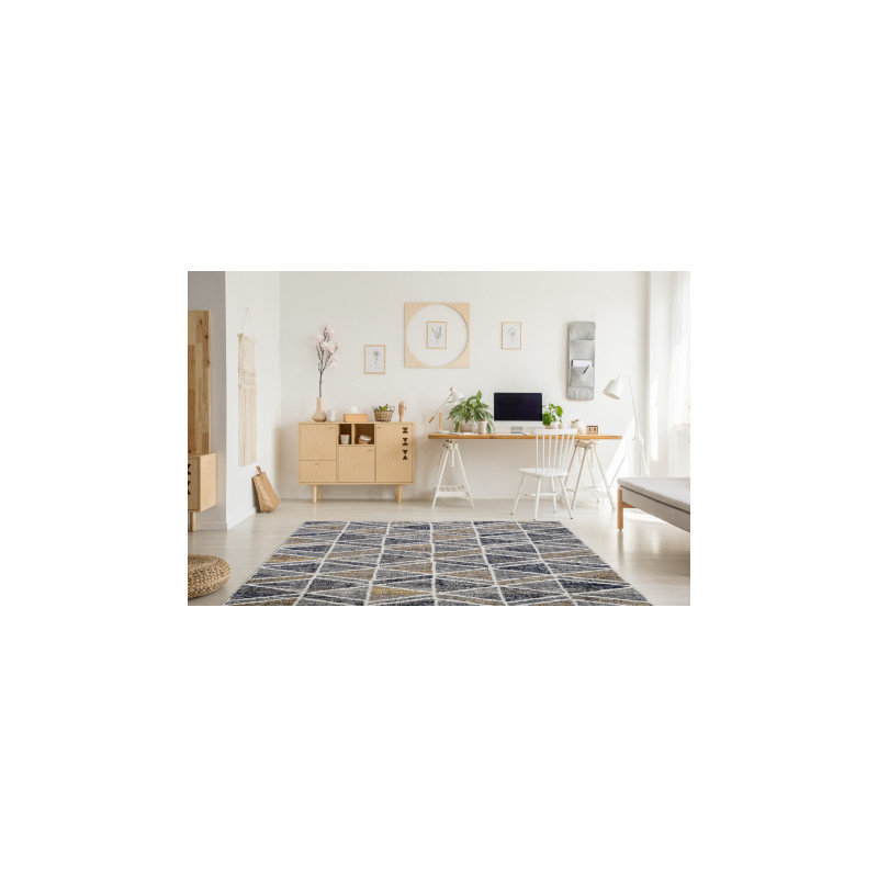 Dywan nowoczesny MUNDO D7891 romby, trójkąty 3D outdoor szary / beż 180x270cm Dywan nowoczesny MUNDO D7891 romby, trójkąty 3D outdoor szary / beż 180x270cm