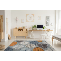 Dywan nowoczesny MUNDO E0641 liście outdoor niebieski / beż 80x250cm Dywan nowoczesny MUNDO E0641 liście outdoor niebieski / beż 80x250cm
