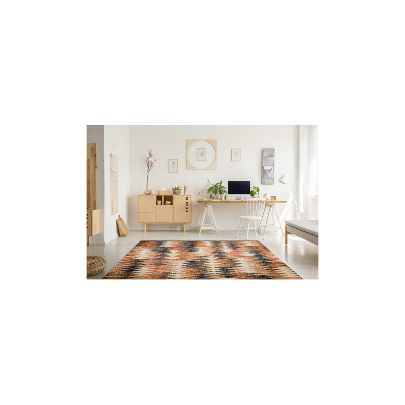 Dywan nowoczesny MUNDO D5781 trójkąty 3D outdoor pomarańcz / beż 80x250cm