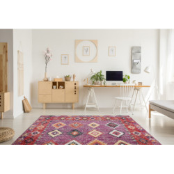 Dywan nowoczesny MUNDO D7701 romby, boho outdoor różowy / beż 140x190cm
