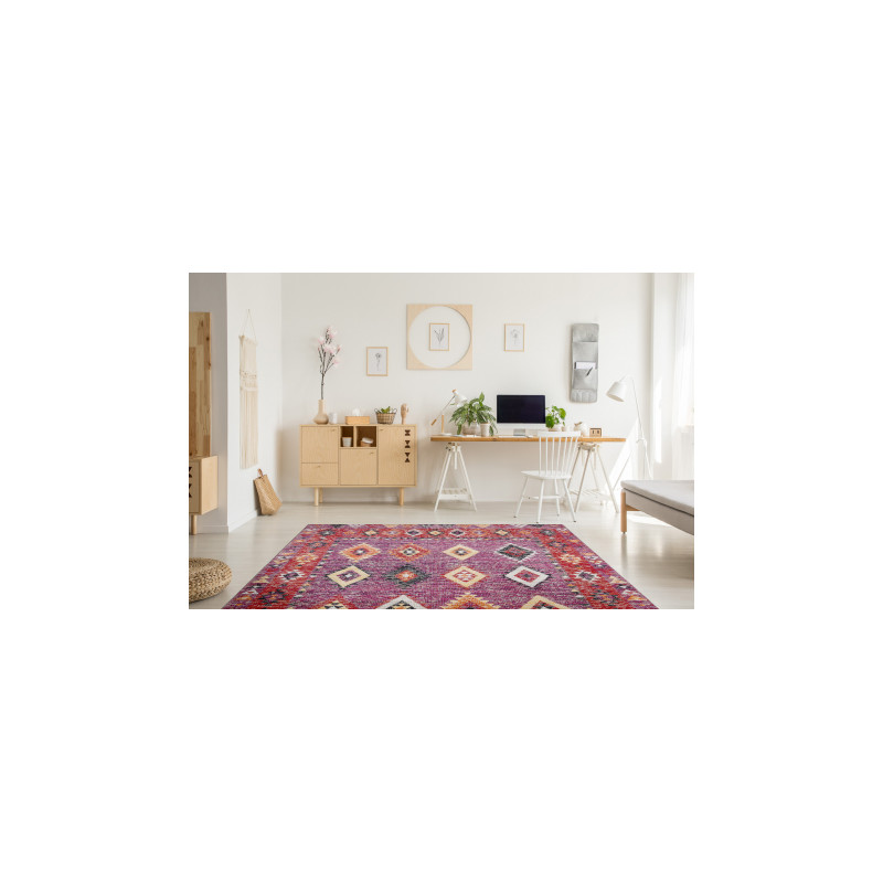 Dywan nowoczesny MUNDO D7701 romby, boho outdoor różowy / beż 160x220cm