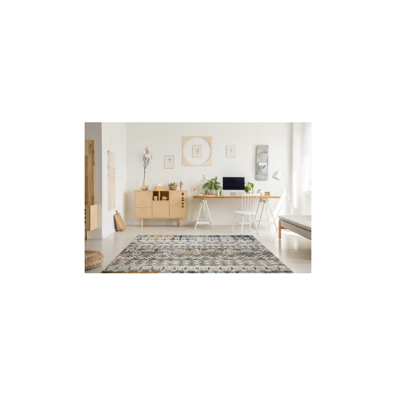 Dywan nowoczesny MUNDO E0591 boho, etniczny outdoor beż 80x250cm