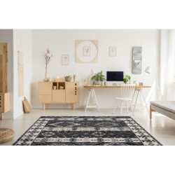 Dywan nowoczesny MUNDO E0651 etniczny outdoor beż / czarny 80x250cm