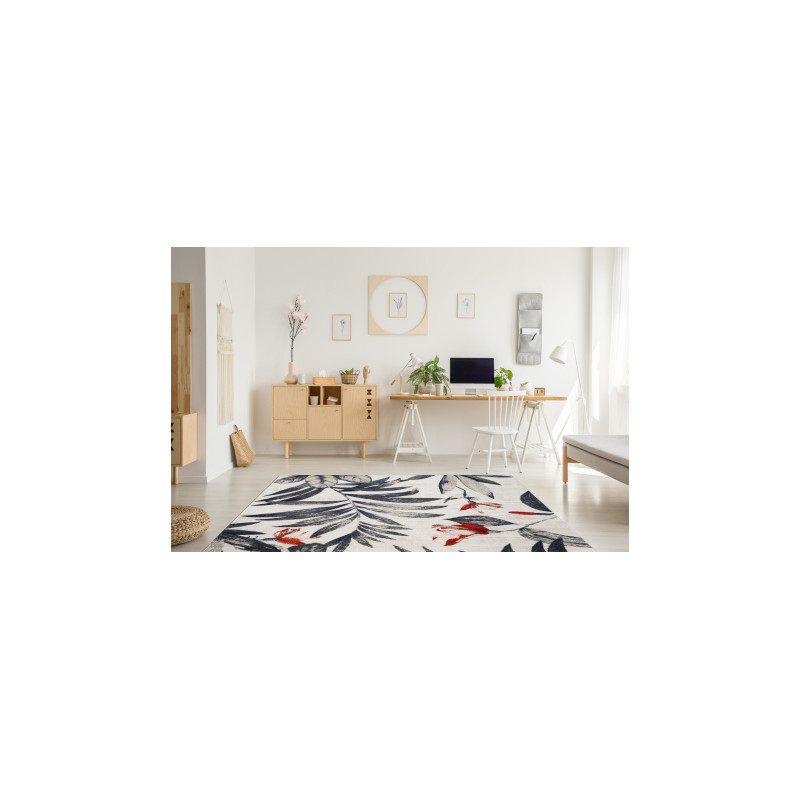 Dywan nowoczesny MUNDO E7181 liście outdoor beż / niebieski 80x150cm Dywan nowoczesny MUNDO E7181 liście outdoor beż / niebieski 80x150cm