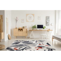 Dywan nowoczesny MUNDO E7181 liście outdoor beż / niebieski 200x290cm