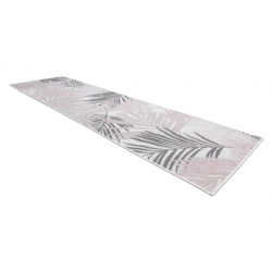 Dywan chodnik SZNURKOWY SIZAL SION Liście Palmy, tropikalny 2837 płaskie tkanie ecru / róż 60x300cm