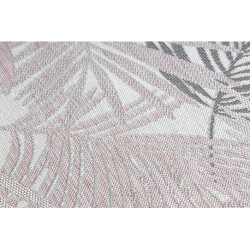 Dywan chodnik SZNURKOWY SIZAL SION Liście Palmy, tropikalny 2837 płaskie tkanie ecru / róż 60x300cm