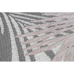 Dywan chodnik SZNURKOWY SIZAL SION Liście Palmy, tropikalny 2837 płaskie tkanie ecru / róż 60x300cm