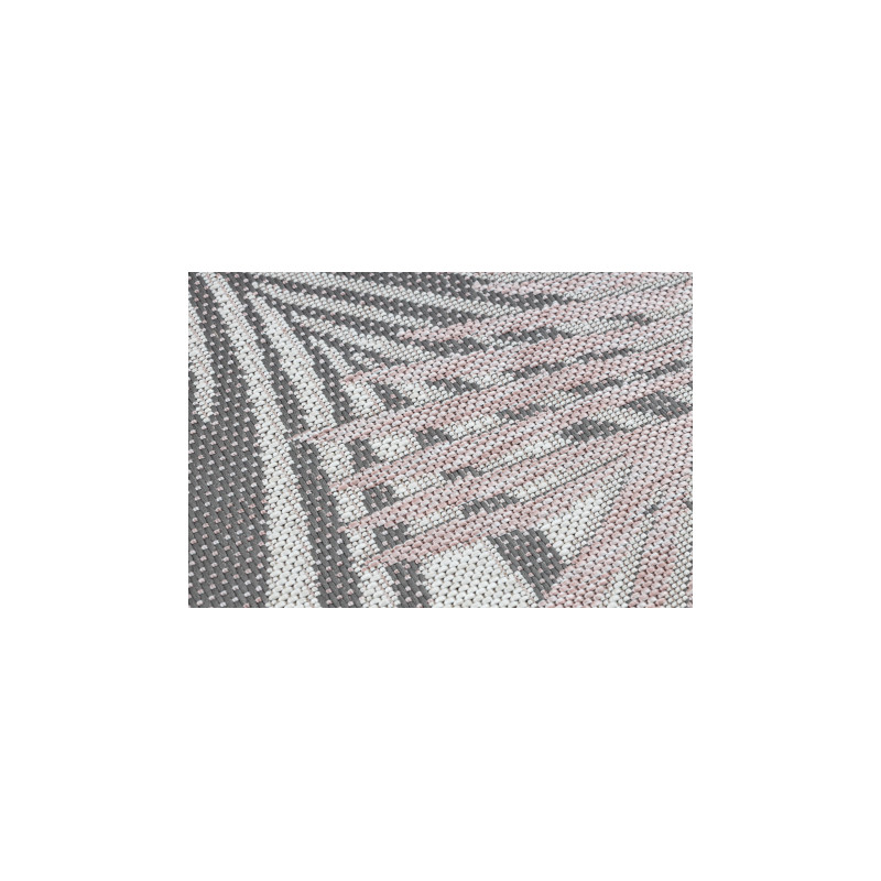 Dywan chodnik SZNURKOWY SIZAL SION Liście Palmy, tropikalny 2837 płaskie tkanie ecru / róż 60x300cm