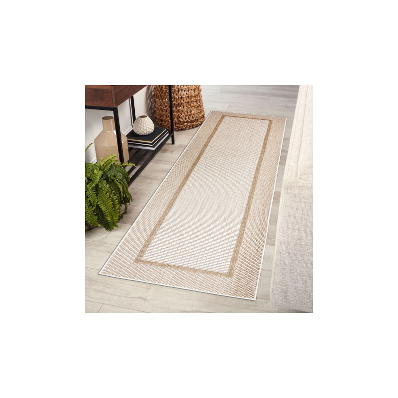 Dywan chodnik SZNURKOWY SIZAL SION Ramka 21782 płaskie tkanie ecru / beż 60x250cm