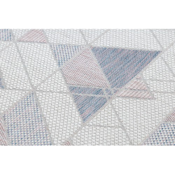 Dywan chodnik SZNURKOWY SIZAL SION Geometryczny, Trójkąty 3006 płaskie tkanie ecru / róż 60x250cm
