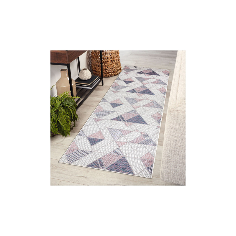 Dywan chodnik SZNURKOWY SIZAL SION Geometryczny, Trójkąty 3006 płaskie tkanie ecru / róż 80x250cm Dywan chodnik SZNURKOWY SIZAL SION Geometryczny, Trójkąty 3006 płaskie tkanie ecru / róż 80x250cm
