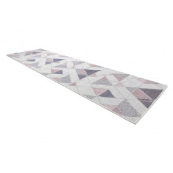 Dywan chodnik SZNURKOWY SIZAL SION Geometryczny, Trójkąty 3006 płaskie tkanie ecru / róż 80x300cm