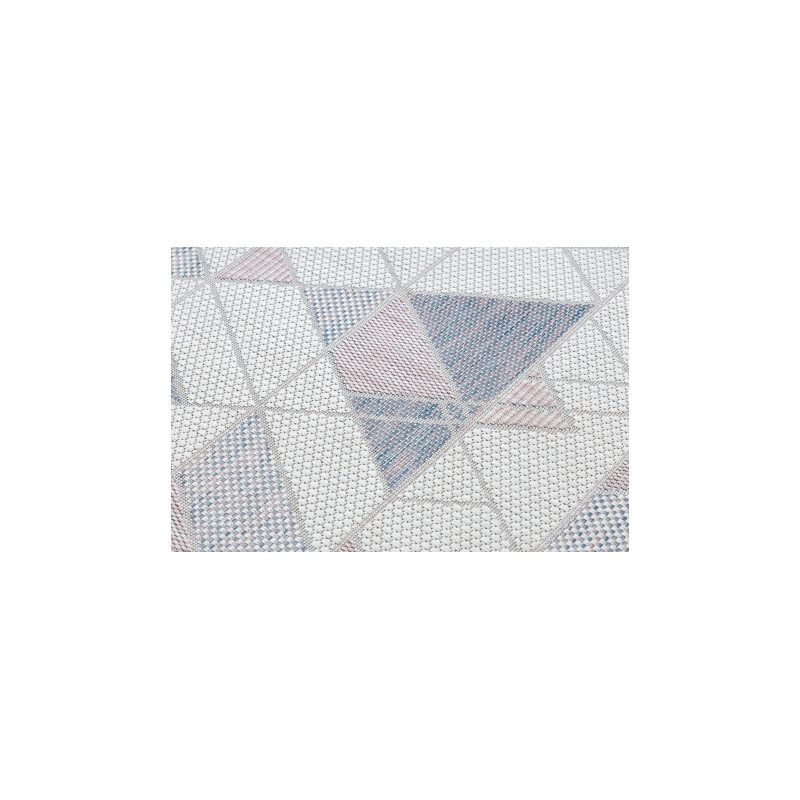 Dywan chodnik SZNURKOWY SIZAL SION Geometryczny, Trójkąty 3006 płaskie tkanie ecru / róż 80x300cm