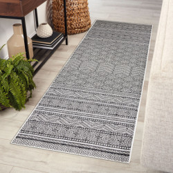 Dywan chodnik SZNURKOWY SIZAL SION Aztecki 22168 płaskie tkanie czarny / ecru 60x200cm